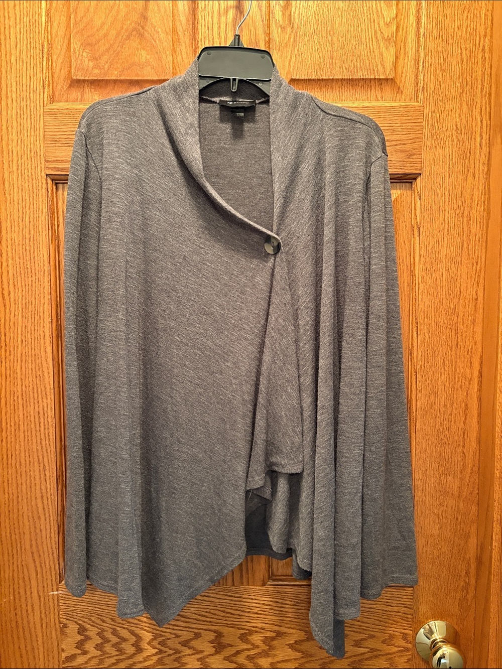 AB Studio Charcoal Draped Button-Front Cardigan